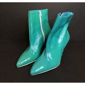 Vintage Esprit Turquoise Leather Ankle Boots Size 6 Gogo Retro Coquette Dopamine